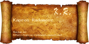 Kapros Radamesz névjegykártya